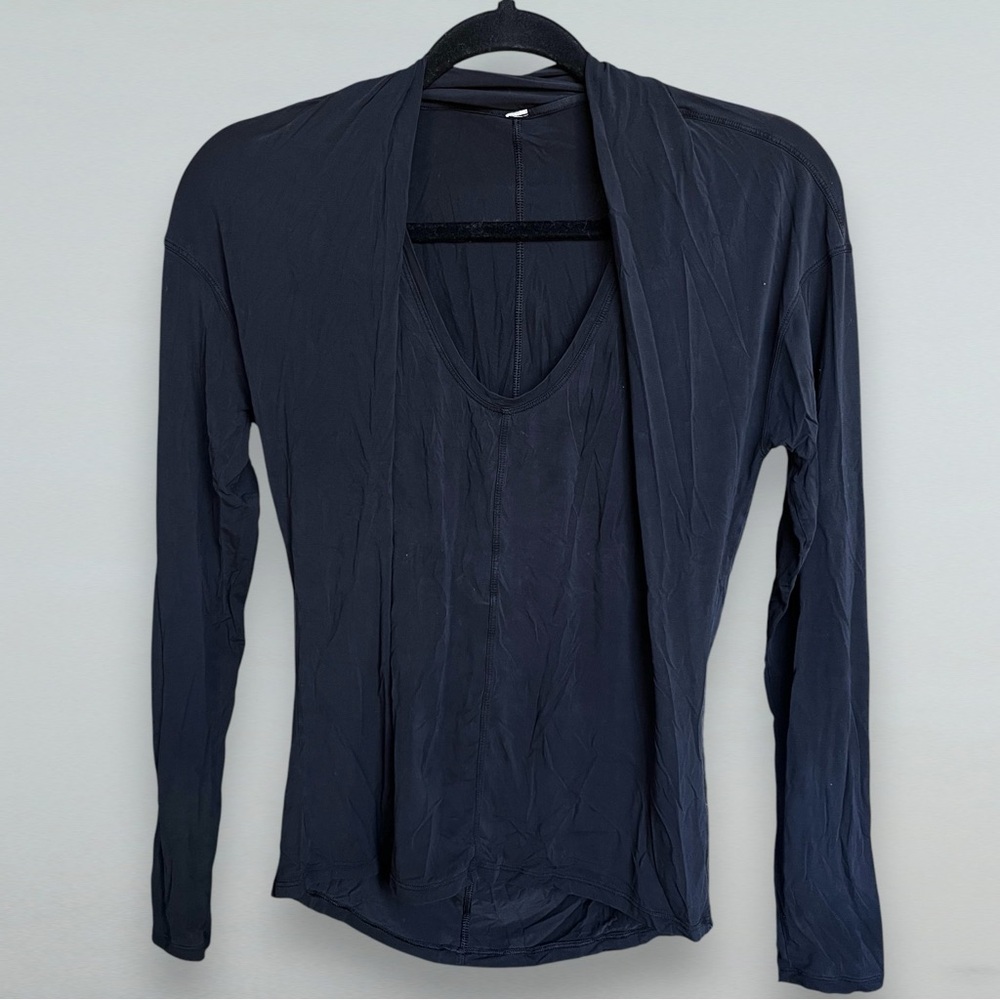 Lululemon Black Long Sleeve Draped Front Top Size S